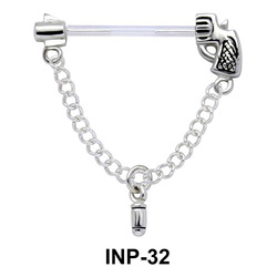 Gun with Dangling Bullet Invisible Nipple Piercing INP-32