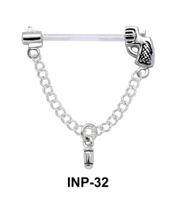 Gun with Dangling Bullet Invisible Nipple Piercing INP-32