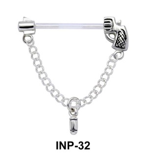 Gun with Dangling Bullet Invisible Nipple Piercing INP-32