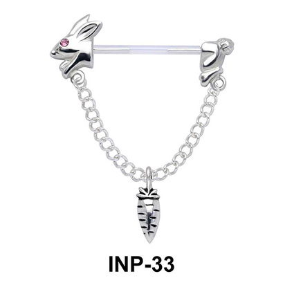 Rabbit and Carrot Invisible Nipple Piercing INP-33