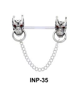 Dual Dragon Head Invisible Nipple Piercing INP-35