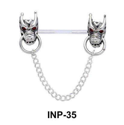 Dual Dragon Head Invisible Nipple Piercing INP-35