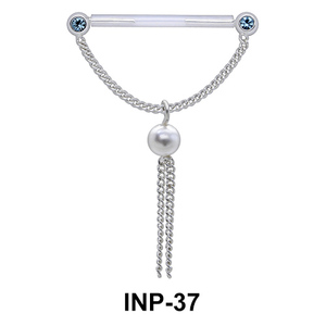 Dangling Pearl n Chain Nipple Piercing INP-37