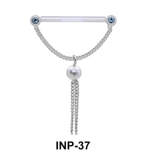 Dangling Pearl n Chain Nipple Piercing INP-37