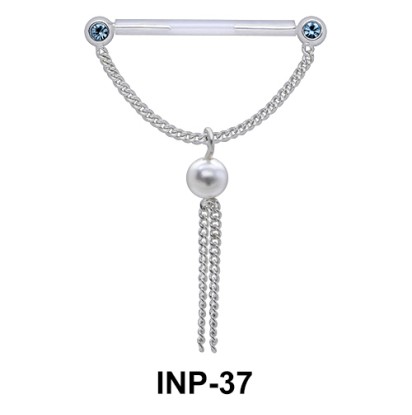 Dangling Pearl n Chain Nipple Piercing INP-37