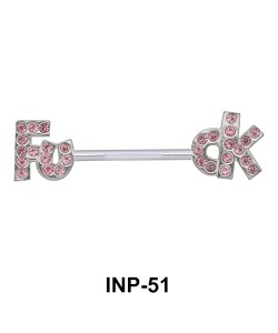 Stone Studded FUCK Invisible Nipple Piercing INP-51