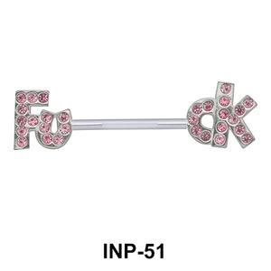 Stone Studded FUCK Invisible Nipple Piercing INP-51