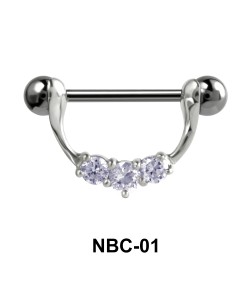 Stone Set Necklace Nipple Piercing NBC-01