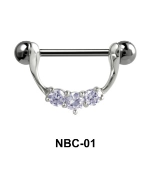 Stone Set Necklace Nipple Piercing NBC-01