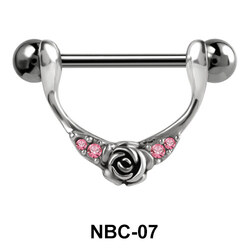 Stone Encrusted Rose Nipple Piercing NBC-07