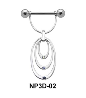 Concentric Ovals Nipple Piercing NP3D-02