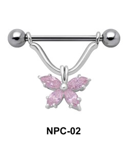 Butterfly Stone Nipple Piercing NPC-02