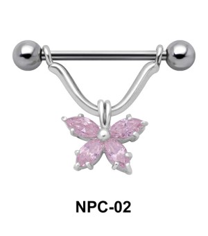 Butterfly Stone Nipple Piercing NPC-02