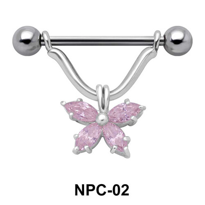 Butterfly Stone Nipple Piercing NPC-02
