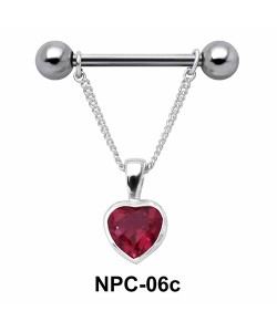 Stone Heart Shaped Nipple Piercing NPC-06c