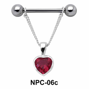 Stone Heart Shaped Nipple Piercing NPC-06c
