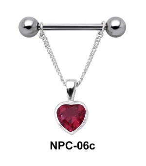 Stone Heart Shaped Nipple Piercing NPC-06c