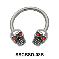 Head Skull Nipple Circular Barbell SSCBSD-08B