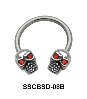 Head Skull Nipple Circular Barbell SSCBSD-08B