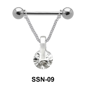 Suspended Stone Nipple Piercing with Chain SSN-09