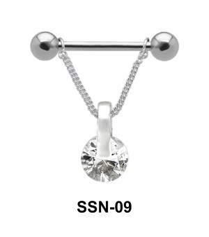 Suspended Stone Nipple Piercing with Chain SSN-09