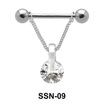 Suspended Stone Nipple Piercing with Chain SSN-09