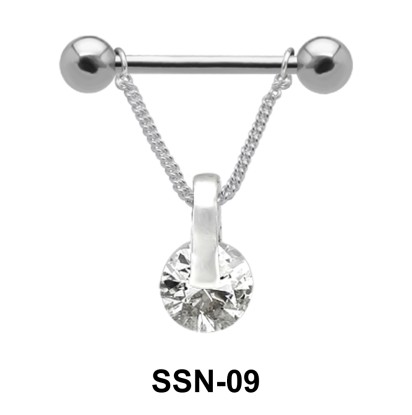 Suspended Stone Nipple Piercing with Chain SSN-09