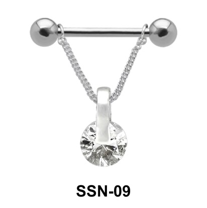 Suspended Stone Nipple Piercing with Chain SSN-09