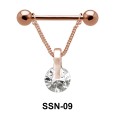 Suspended Stone Nipple Piercing with Chain SSN-09