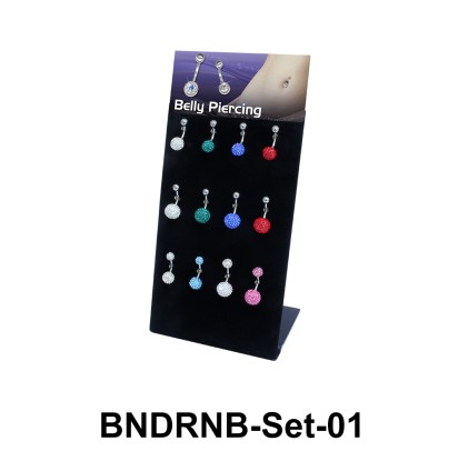 12 Belly Piercing Rainbow Set BNDRNB-Set-01