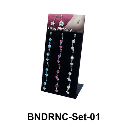 12 Rainbow Belly Piercing Set BNDRNC-Set-01