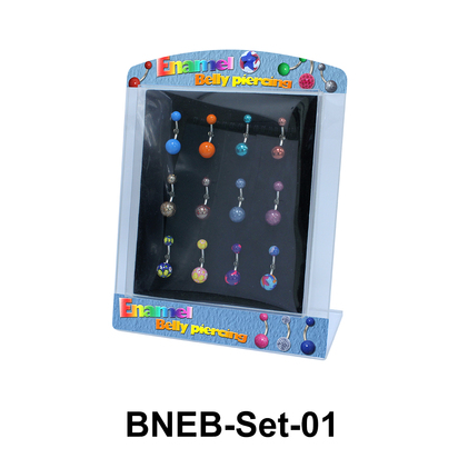 12 Enamel Belly Piercing Set BNEB-Set-01