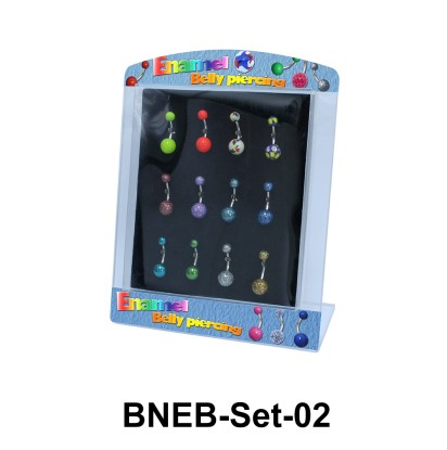 12 Enamel Belly Piercing Set BNEB-Set-02