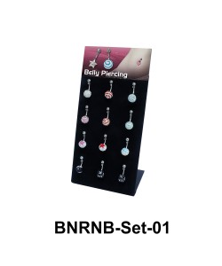 12 Rainbow Belly Piercing Set BNRNB-Set-01