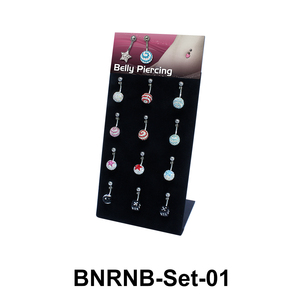 12 Rainbow Belly Piercing Set BNRNB-Set-01
