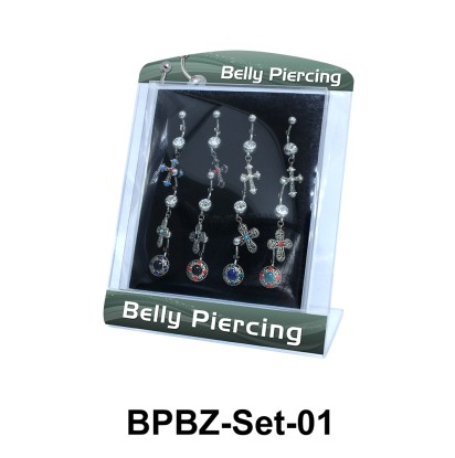 12 Belly Piercing Set BPBZ-Set-01