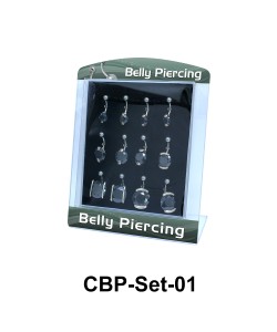 12 Black CZ Belly Piercing Set CBP-Set-01