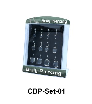 12 Black CZ Belly Piercing Set CBP-Set-01