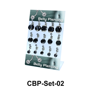 15 Black CZ Belly Piercing Set CBP-Set-02