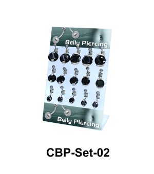 15 Black CZ Belly Piercing Set CBP-Set-02