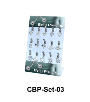 15 Crystal CZ Belly Piercing Set CBP-Set-03