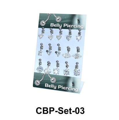 15 Crystal CZ Belly Piercing Set CBP-Set-03