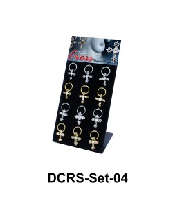 12 Cross Nipple Piercing Rings Set DCRS-Set-04