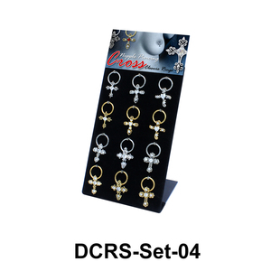 12 Cross Nipple Piercing Rings Set DCRS-Set-04