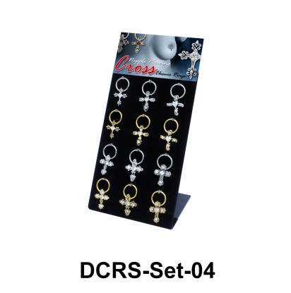 12 Cross Nipple Piercing Rings Set DCRS-Set-04