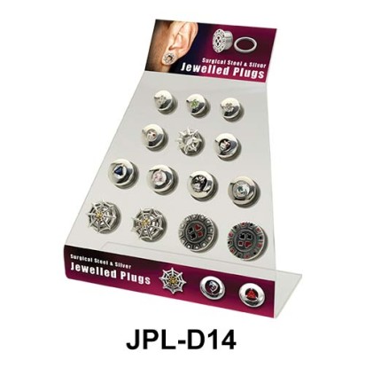 Empty 14 Holes Jewelled Plugs Display JPL-D14