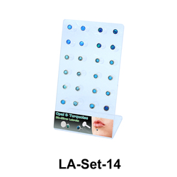 24 Opal and Turquise Labret Push-in Set LA-Set-14