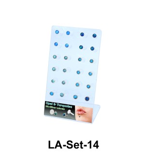 24 Opal and Turquise Labret Push-in Set LA-Set-14