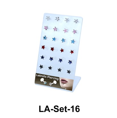 24 CZ Star Labret Push-in Set LA-Set-16