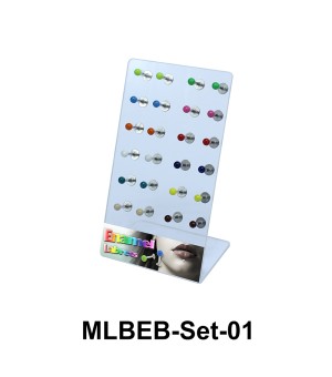 24 Enamel Balls Labret Piercing Set MLBEB-Set-01